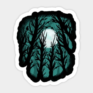 Spooky Haunted Forest Gothic Moon & Birds Sticker